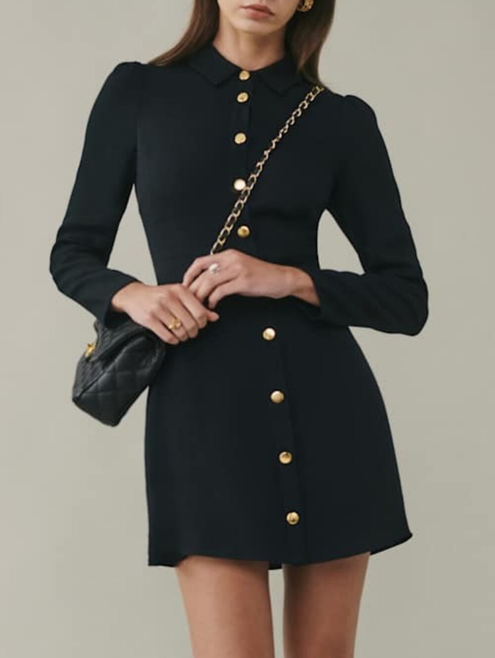 Reformation Hugh Long Sleeve Shirt Dress Preppy Dark Academia Size 6 Office Prep - Picture 2 of 14